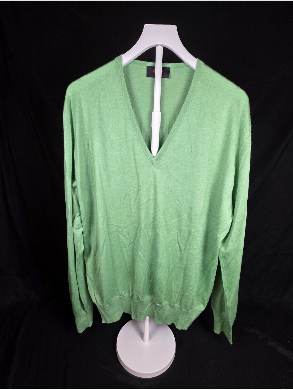 Brioni Roma Men’s Light Green V-Neck Sweater Italy Large Luxury Fine Knit